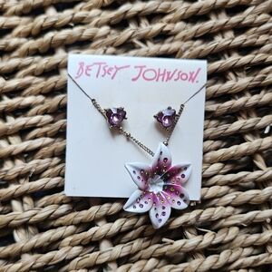 Betsey Johnson Flower Necklace and Earring Set, NWT